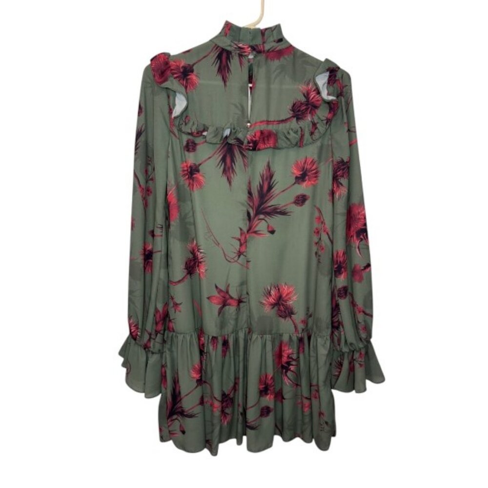 Lanca Perfume Collection green ruffled floral long sleeve mini dress size XS - Picture 2 of 8